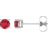 14K White 4 mm Lab-Grown Ruby Earrings